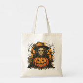 ハロウィンの魔女とカボチャがいる トートバッグ (裏面)