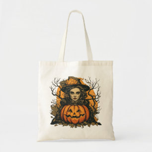 ハロウィンの魔女とカボチャがいる トートバッグ