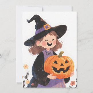ハロウィンの魔女とカボチャのグリーティングカード シーズンカード