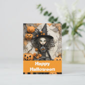 ハロウィンの魔女とカボチャ ポストカード (スタンド正面)