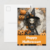ハロウィンの魔女とカボチャ ポストカード (正面/裏面)