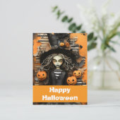 ハロウィンの魔女とカボチャ ポストカード (スタンド正面)