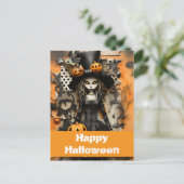 ハロウィンの魔女とカボチャ ポストカード (スタンド正面)