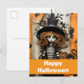 ハロウィンの魔女とカボチャ ポストカード (正面/裏面)