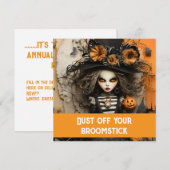 ハロウィンの魔女とカボチャ 招待状 (正面/裏面)