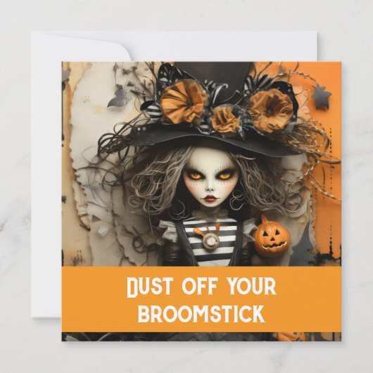 ハロウィンの魔女とカボチャ 招待状 (正面)