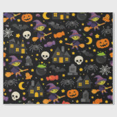 ハロウィンの魔女とクモ ラッピングペーパー (フラット)