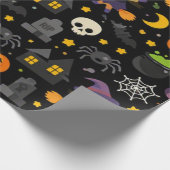ハロウィンの魔女とクモ ラッピングペーパー (角)