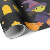 ハロウィンの魔女とクモ ラッピングペーパー (ロールコーナー)