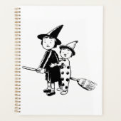 ハロウィンの魔女とピエロの箒乗り プランナー手帳 (正面)