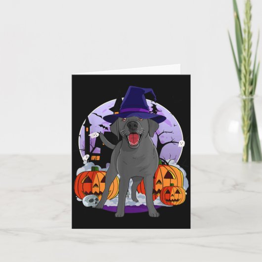 ハロウィンの魔女とブラックラブラドール カード (正面)