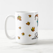 ハロウィンの魔女と子猫と紅葉の可愛いデザイン コーヒーマグカップ (左)