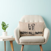 ハロウィンの魔女と彼女のほうきの麻のスロー ランバークッション (椅子)