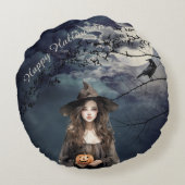 ハロウィンの魔女と月光 ラウンドクッション (裏面)