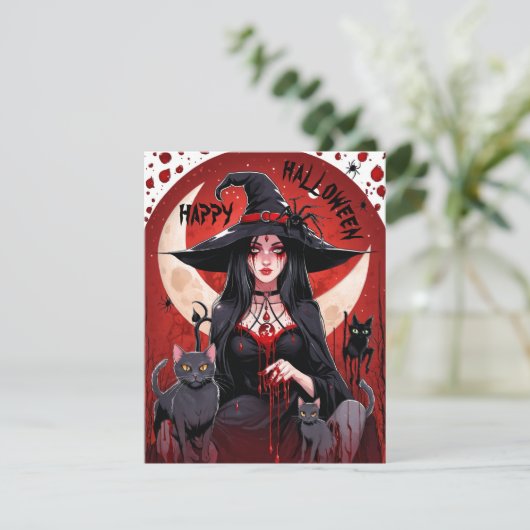 ハロウィンの魔女と猫 シーズンカード (スタンド正面)