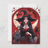 ハロウィンの魔女と猫 シーズンカード (正面)