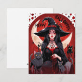 ハロウィンの魔女と猫 シーズンカード (正面/裏面)
