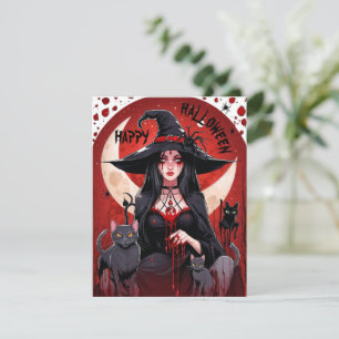 ハロウィンの魔女と猫 シーズンカード