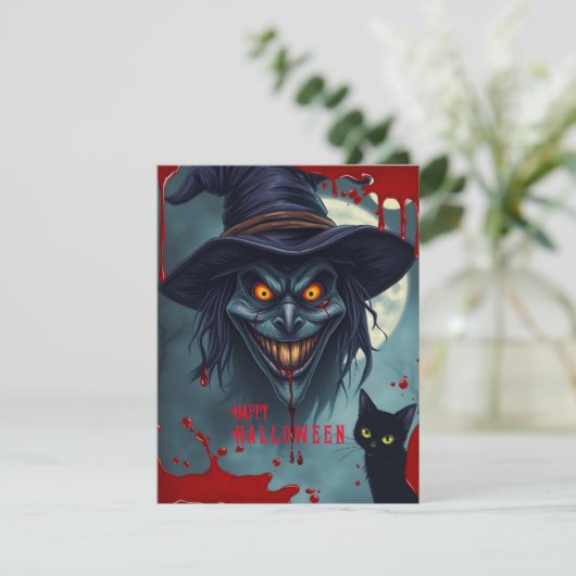 ハロウィンの魔女と黒猫 シーズンカード (スタンド正面)
