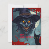 ハロウィンの魔女と黒猫 シーズンカード (正面)