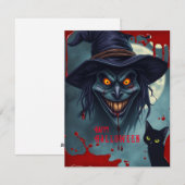 ハロウィンの魔女と黒猫 シーズンカード (正面/裏面)