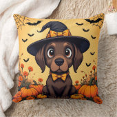 ハロウィンの魔女に扮したかわいいワンちゃん クッション (ブランケット)
