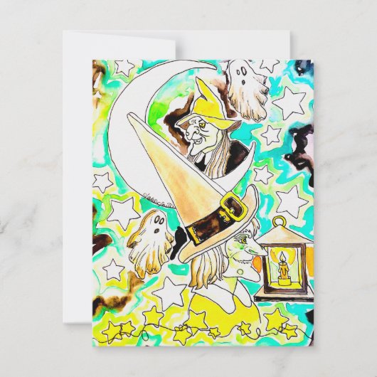 ハロウィンの魔女のアートプリント シーズンカード (正面)
