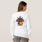 ハロウィンの魔女のコウモリとカボチャのランタン 🎃 Tシャツ (裏面フル)