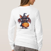 ハロウィンの魔女のコウモリとカボチャのランタン 🎃 Tシャツ (裏面)