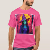 ハロウィンの魔女のドクロ顔デザイン Tシャツ (正面)