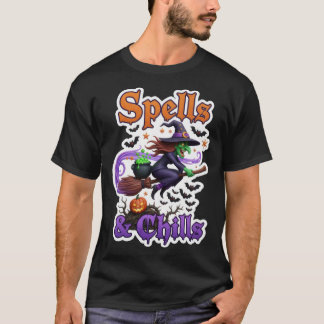 ハロウィンの魔女の呪文 ぞっとするテーマ Tシャツ