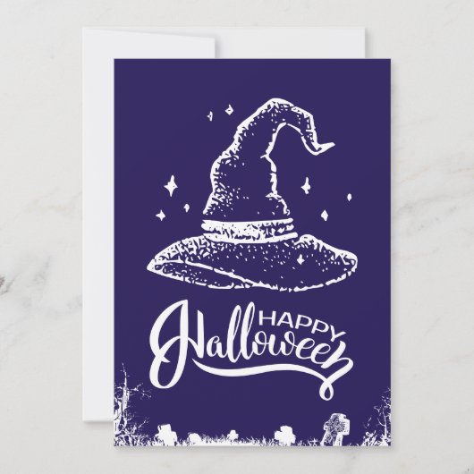 ハロウィンの魔女の帽子と墓地 シーズンカード (正面)