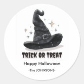ハロウィンの魔女の帽子のスプーキーなデザイン - ラウンドシール (正面)