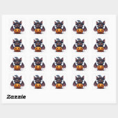 ハロウィンの魔女の帽子をかぶった怖いコウモリとカボチャ 🎃 スクエアシール (シート)