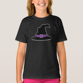 ハロウィンの魔女の帽子 パープルのディテール付き Tシャツ
