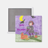ハロウィンの魔女の紫色のマグネット! マグネット (正面/裏面)