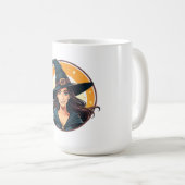 ハロウィンの魔女の肖像画 コーヒーマグカップ (正面右)