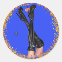 ハロウィンの魔女の脚 ハイヒールと葉
