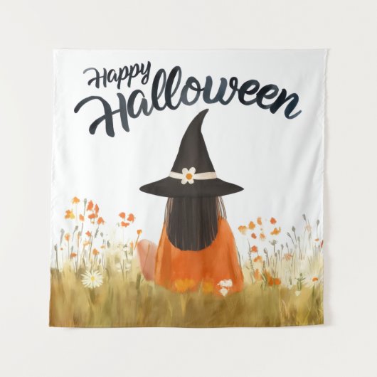 ハロウィンの魔女の花畑 タペストリー (正面)