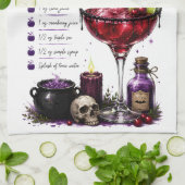 ハロウィンの魔女の薬レシピ キッチンタオル (折り畳み)