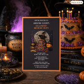 ハロウィンの魔女の魔法のポンプキンケーキ 誕生日パーティー 招待状