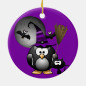 ハロウィンの魔女ペンギン セラミックオーナメント (裏面)