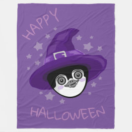 ハロウィンの魔女ペンギン フリースブランケット