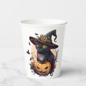ハロウィンの魔女猫  紙コップ (裏面)