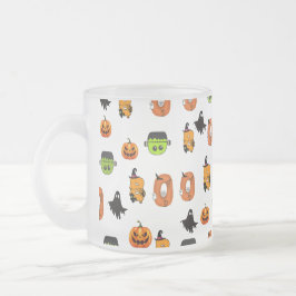 ハロウィンの魔女、幽霊の館、月 フロストグラスマグカップ