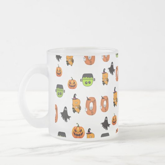 ハロウィンの魔女、幽霊の館、月 フロストグラスマグカップ (左)