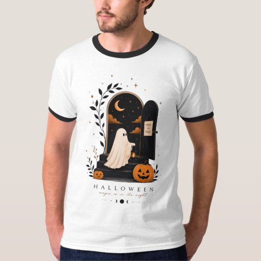 ハロウィンの魔法の扉 - スプーキー・ナイト Tシャツ (正面)