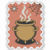 ハロウィンの魔法の釜 郵便切手 シール (正面)