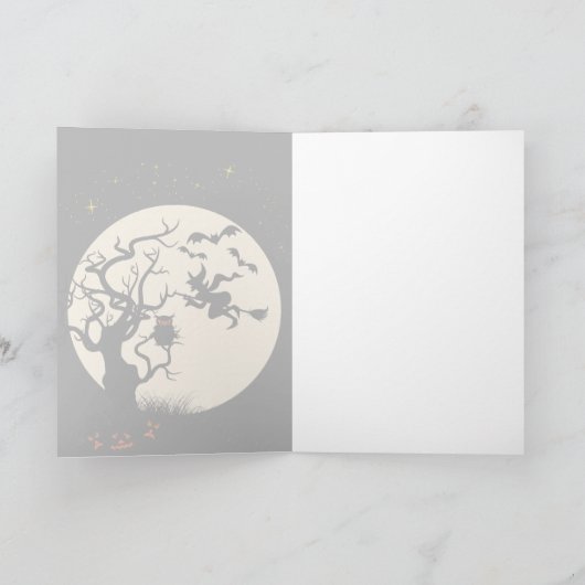 ハロウィンの魔法使いおよびフクロウの挨拶状 カード (内部)