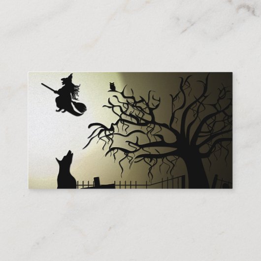 ハロウィンの魔法使いおよび遠ぼえ犬 名刺 (裏面)